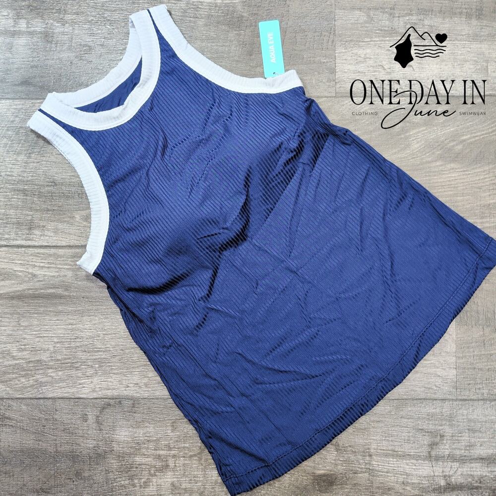 Aqua Eve Ribbed Padded Tankini Top Size L